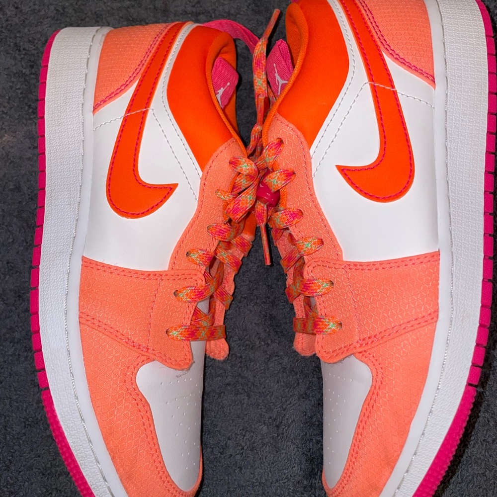 Air Jordan Orange and White Sneakers - Picture 3 of 5